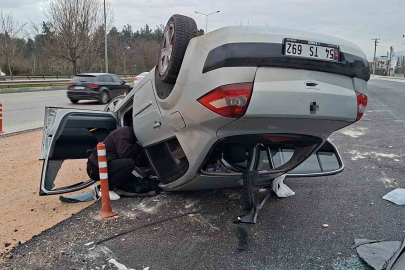 Bursa’da otomobil takla attı!