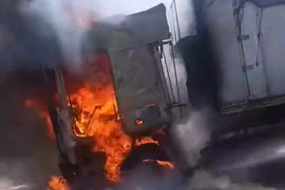 İnegöl yolunda seyir halindeki tırda yangın paniği!