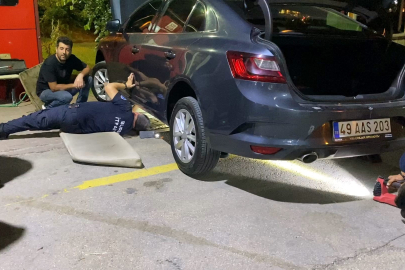 Bursa'da aracının motorunda yılanı gören sürücü soluğu itfaiyede aldı