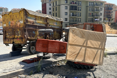 Kütahya'da yokuşta devrilen traktörün sürücüsü yaralandı